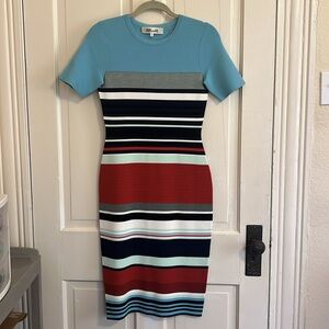 DVF Sweater Dress Sz XS - Striped Midi Length Knit Dress NWOT